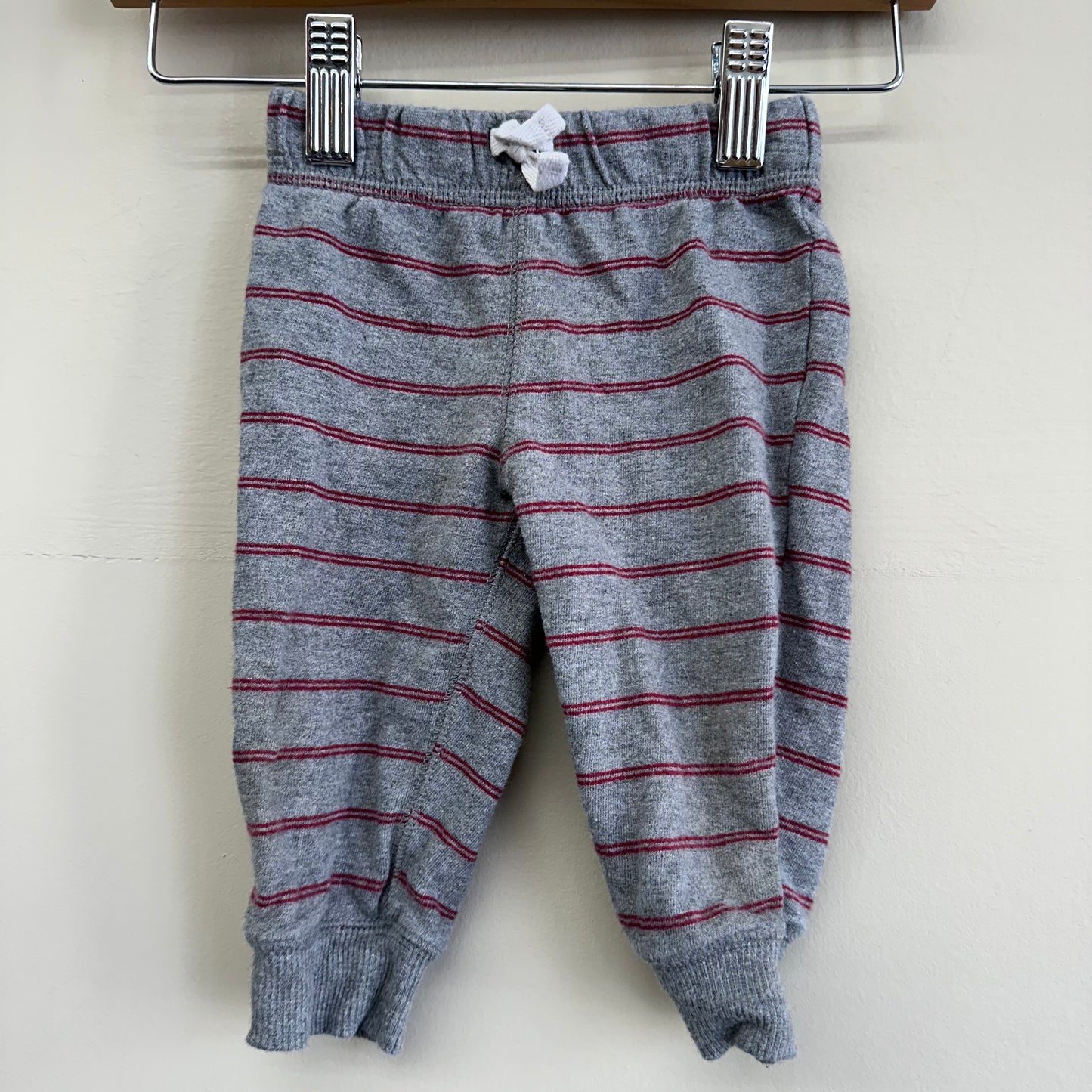 EUC Carters 6M Grey and Burgundy Stripe Joggers