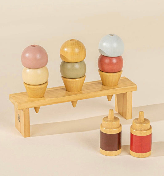 EUC Coco Village 11 pc Wooden Ice Cream Play Set (Missing Stand)