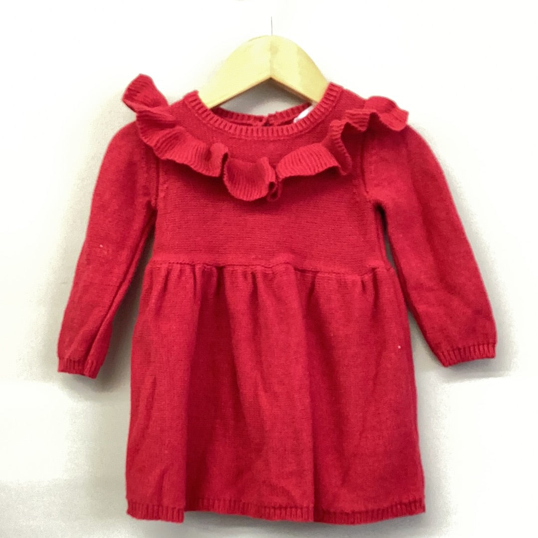 EUC Carters 9m red knit LS dress