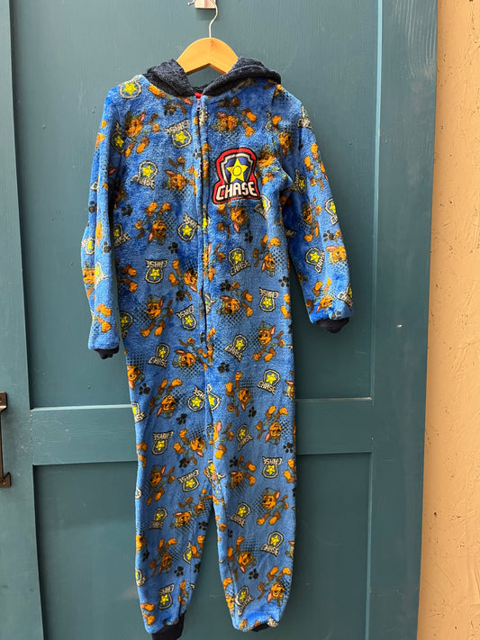 EUC Nickelodeon SM (6) Blue “Chase” Fleece Onesie w Hood