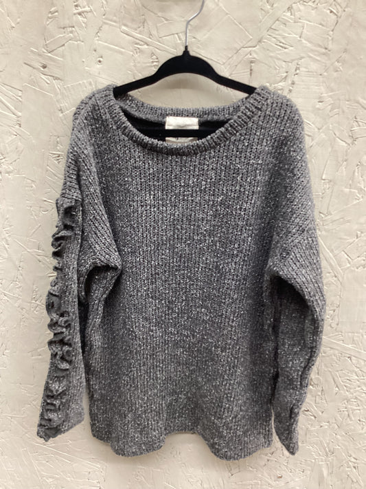 EUC Vignette 12Y Grey Knitted Sweater with Ruffle Sleeves