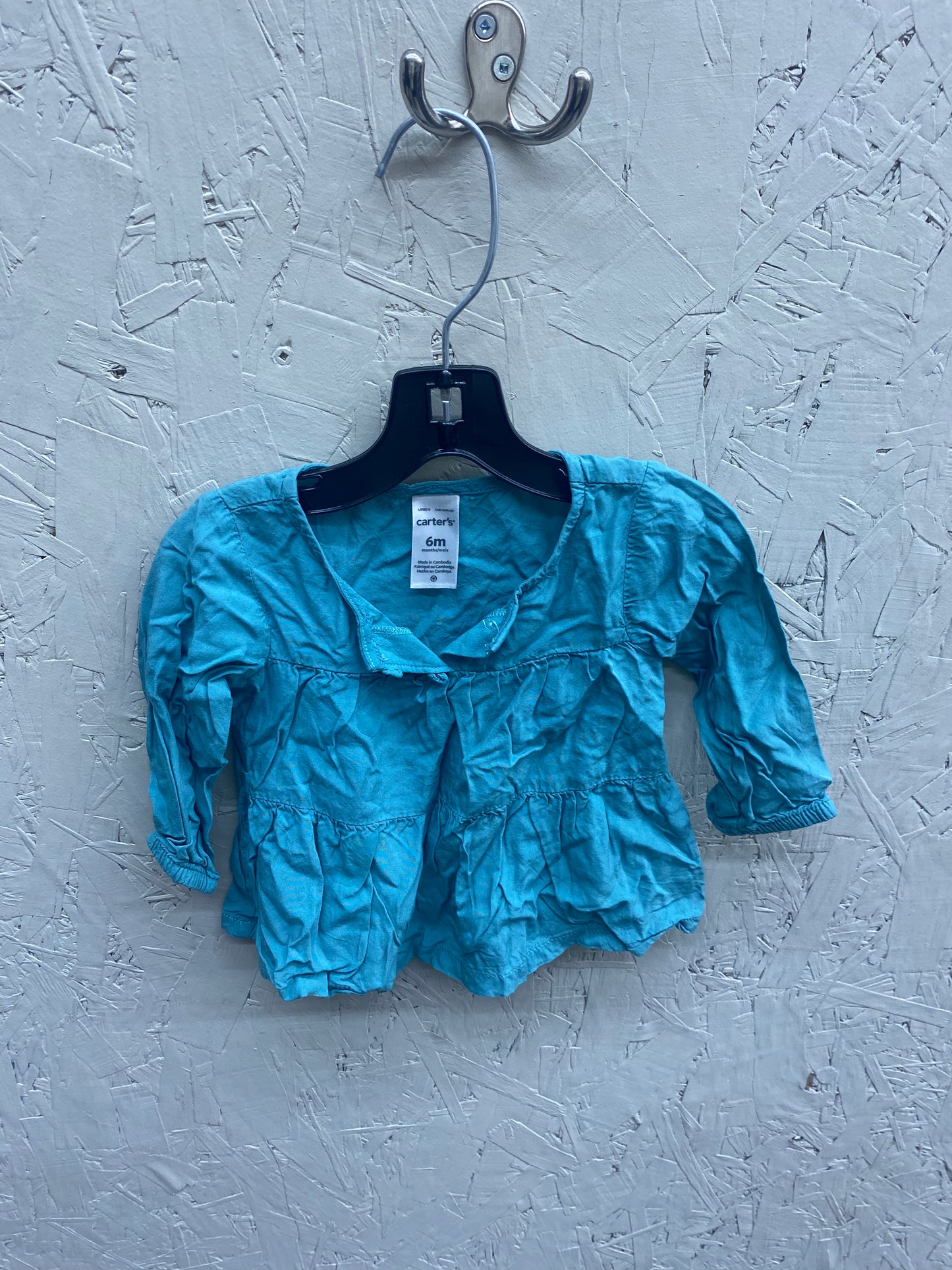 EUC Carters 6M teal LS shirt