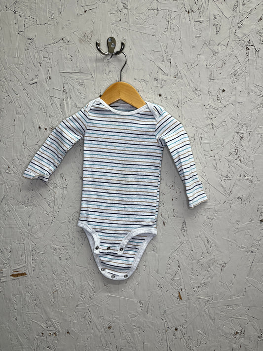 EUC Carter’s 12m Grey Stripe LS Onesie T-shirt