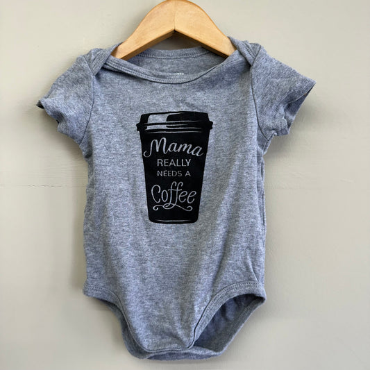 EUC Monkey Bars 18M Grey “Mama Needs A Coffee” Onesie