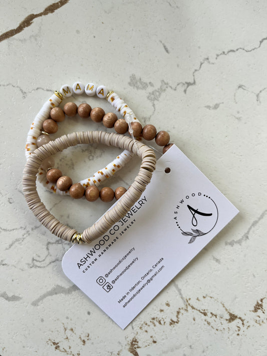 ASHWOOD JEWELRY ~ Brown & White 3 Pack Bracelet Set