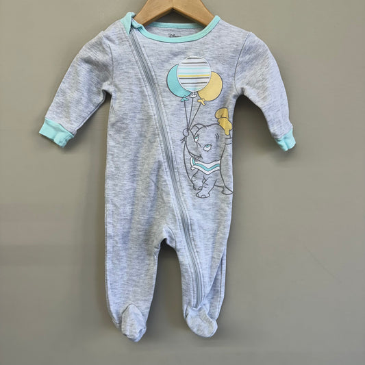 EUC Disney Baby 3-6M Grey Dumbo Sleeper