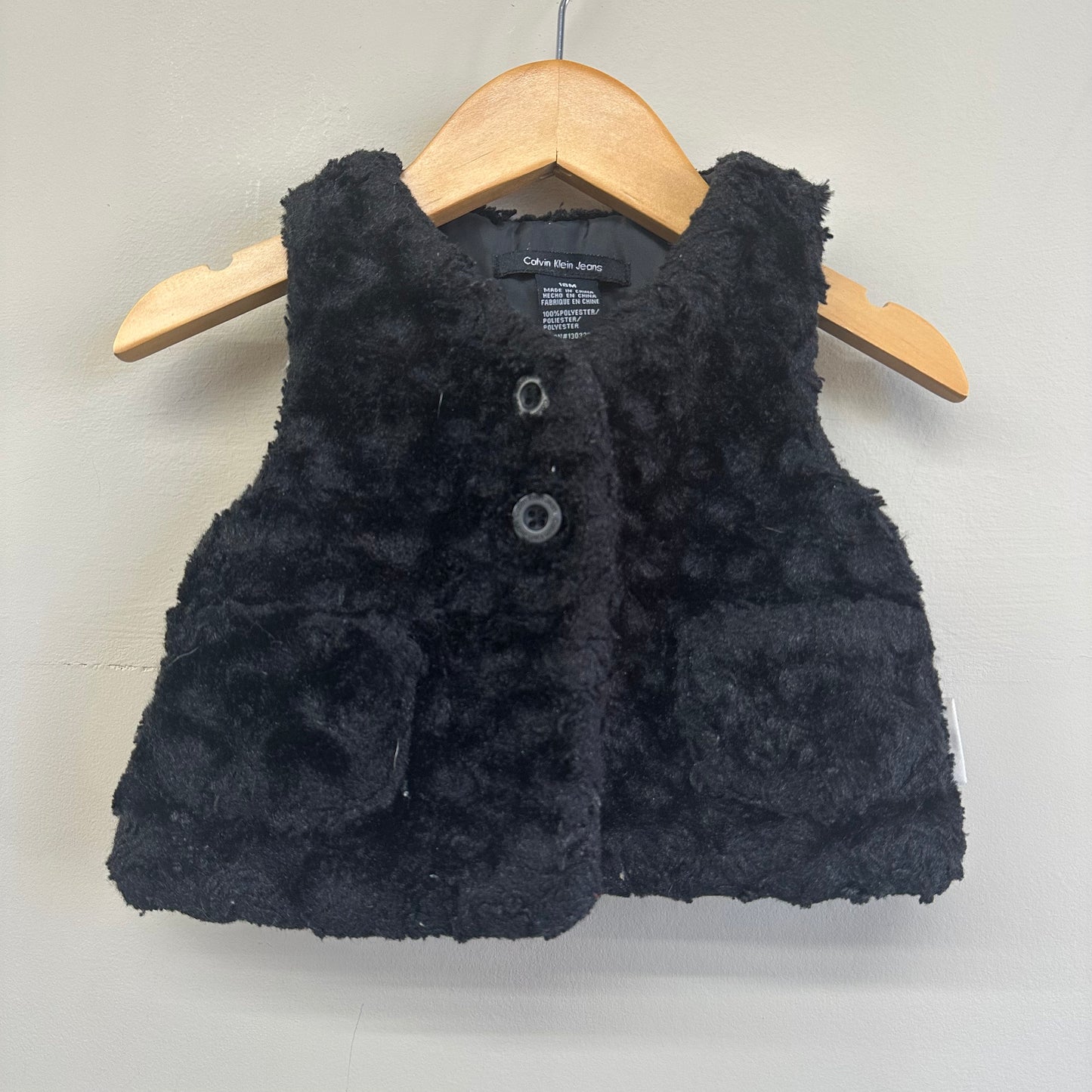 EUC Calvin Klein 18m Black Furry Vest