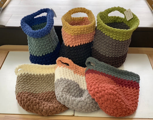 Crocheted Multipurpose Hanging Basket in Various Colours