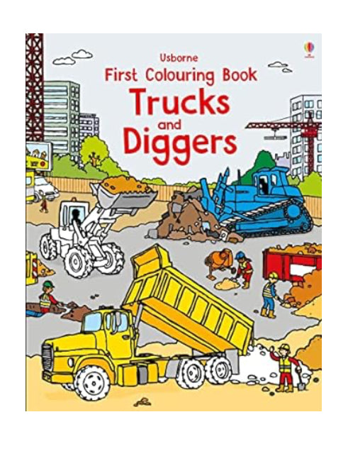 First colouring book truck and diggers