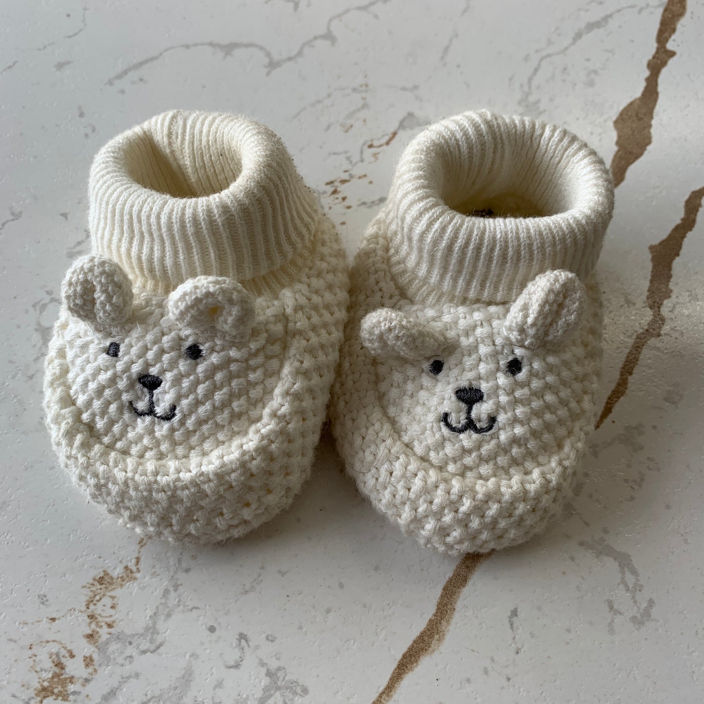 EUC Carter’s NB White Bear Crochet Booties