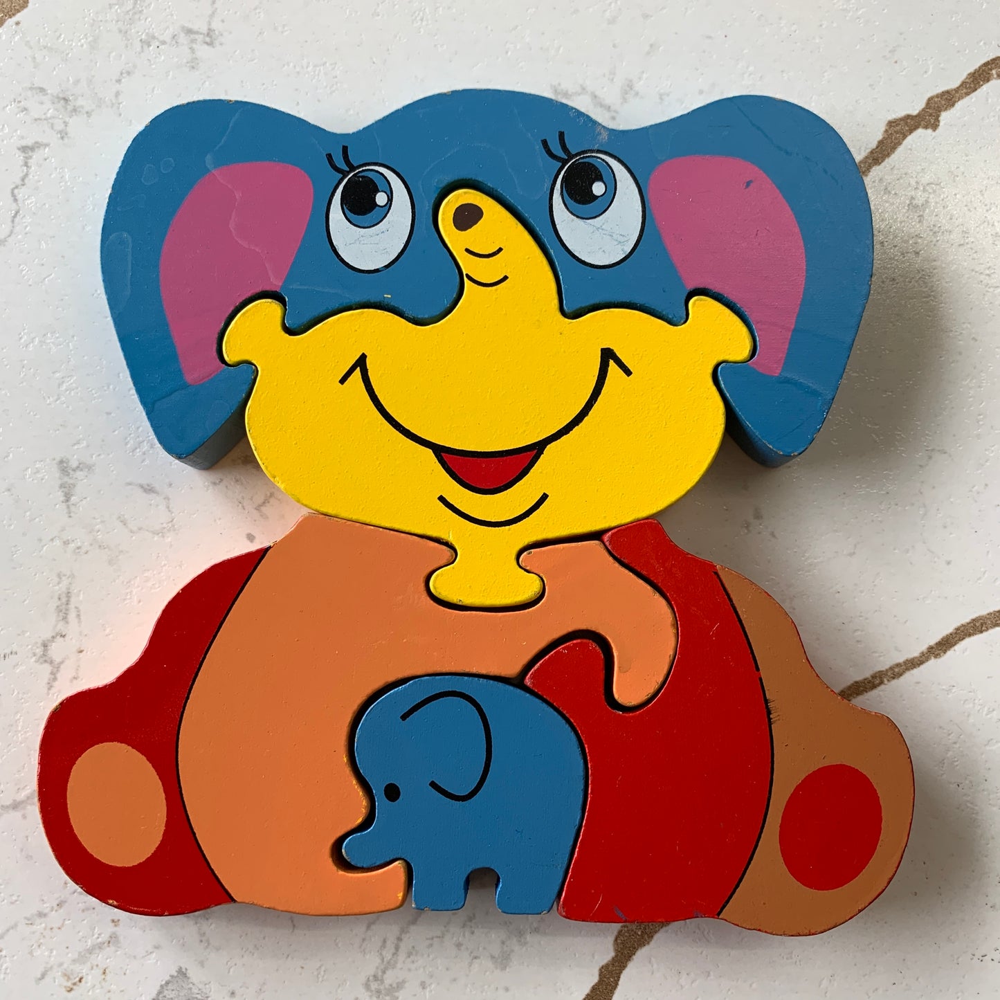 EUC 5 piece Wood Elephant Puzzle