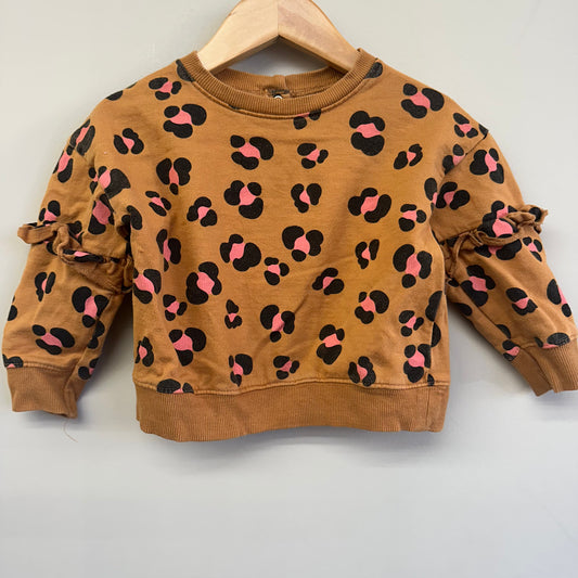 EUC George 2T Tan Leopard Print Crewneck