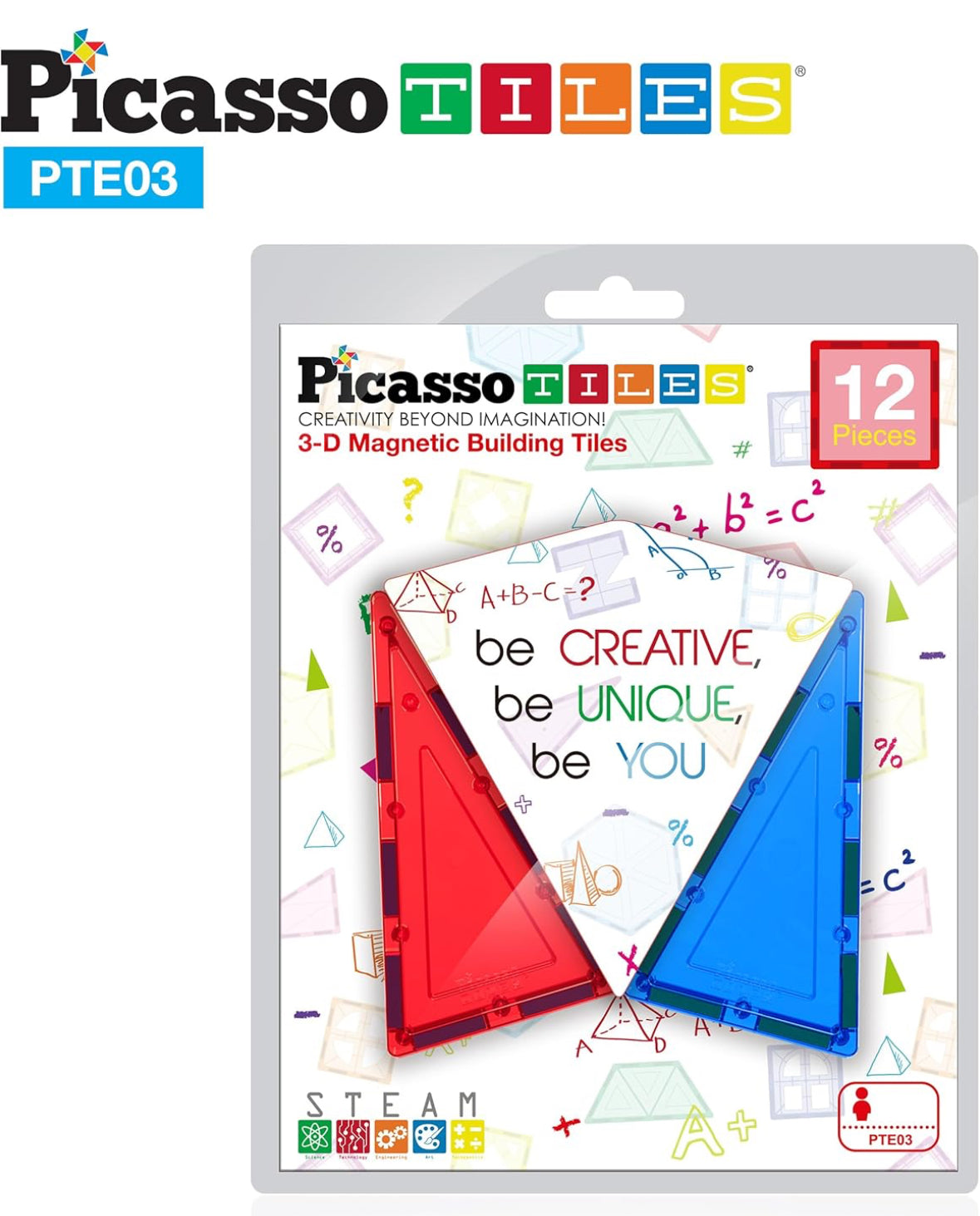 Picasso Tiles 12 Piece 3-D Magnetic Building Tiles