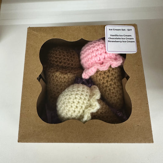 Crocheted
 Ice Cream Cone Set