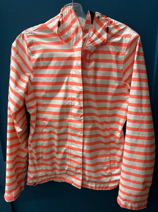EUC Helly Hanson XS Coral Striped Rain Jacket