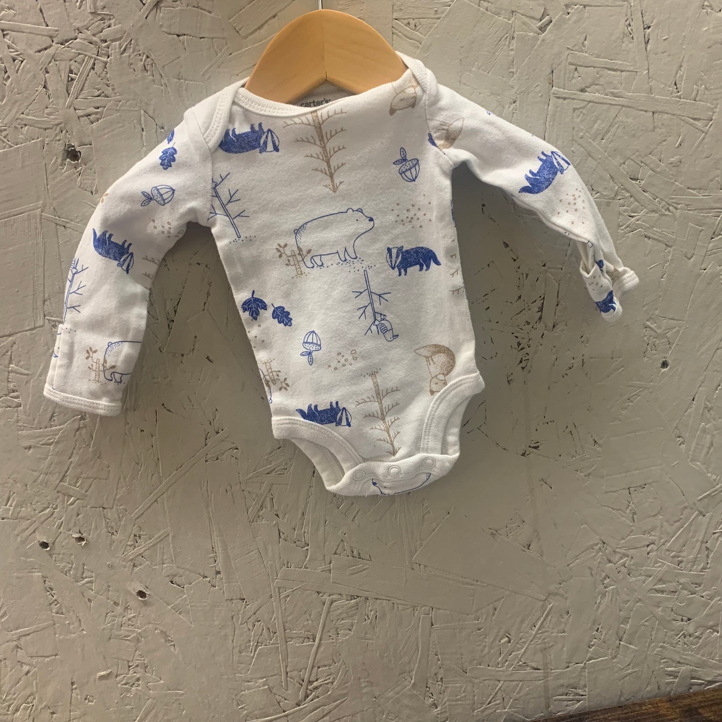 EUC carters NB white LS onesie