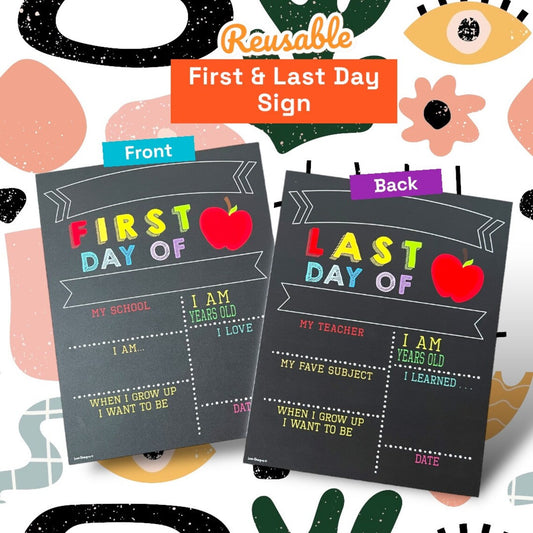 Reusable 2-in-1 First & Last Day of School Sign (Apple)