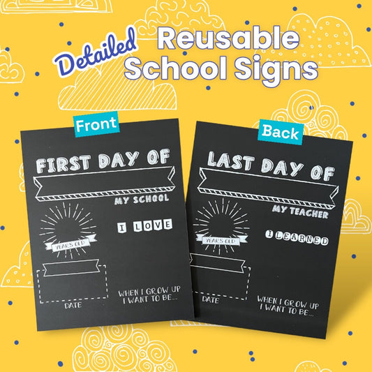 Reusable 2-in-1 First & Last Day of School Sign (Monochrome)