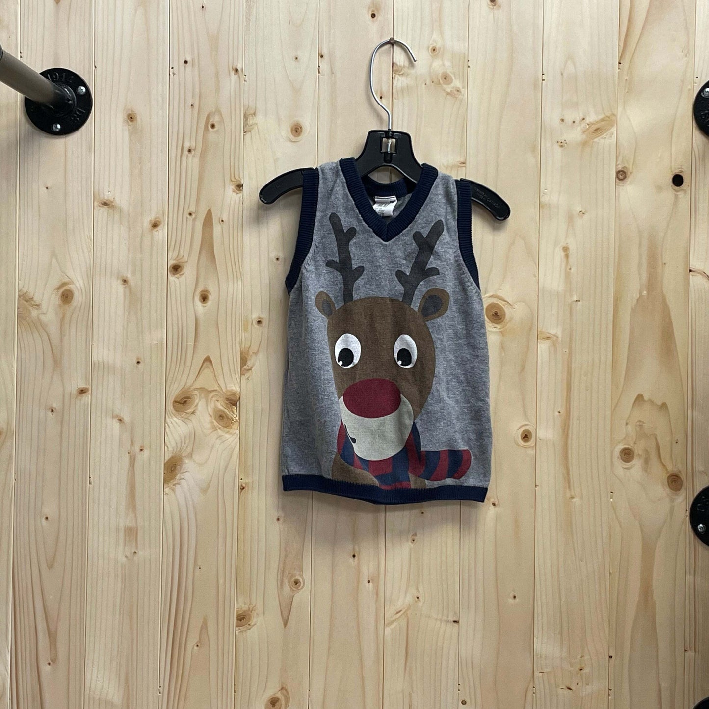 H&M 9-12M Grey/Navy “Reindeer” Vest