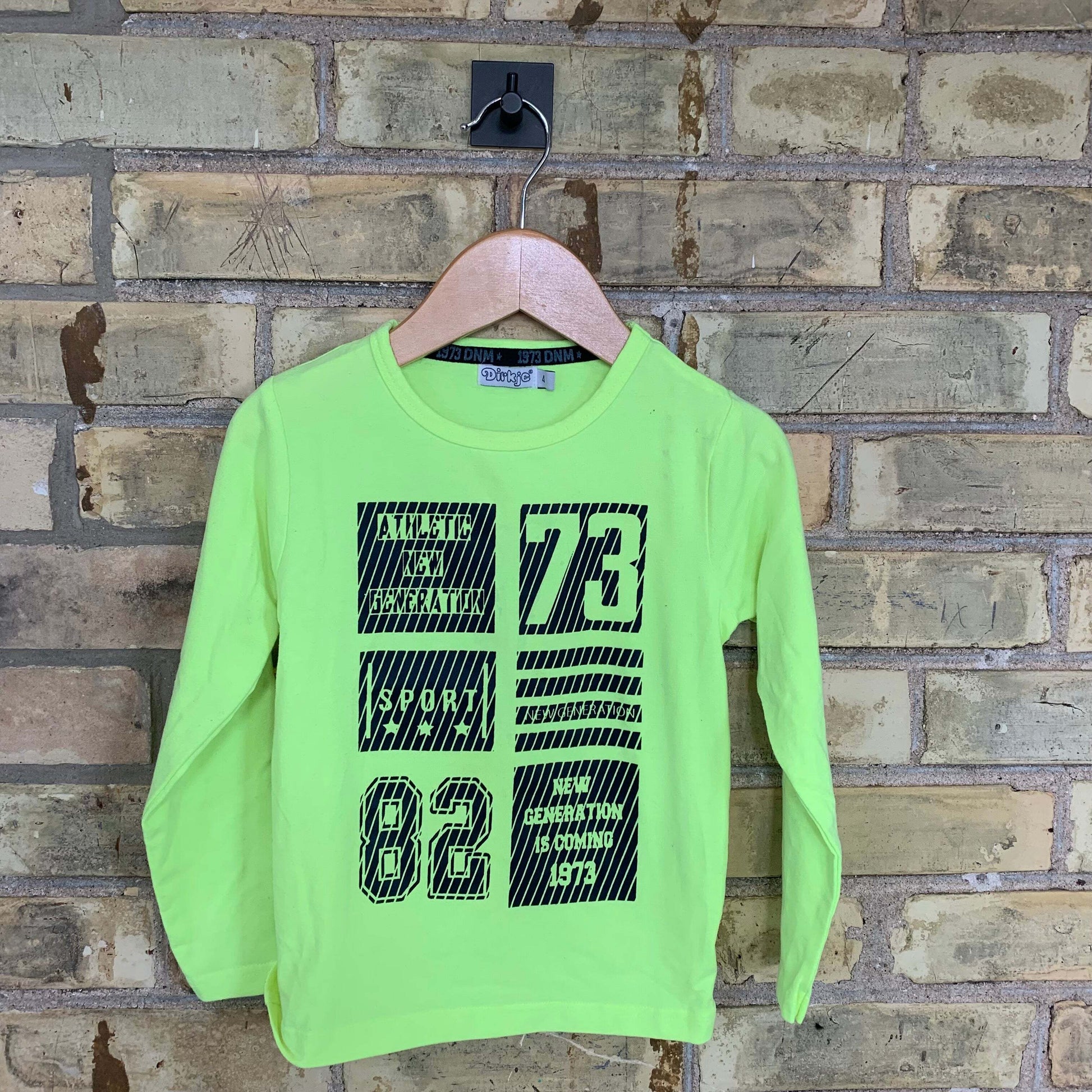 Dirkje Size 4 Neon Yellow LS T-Shirt