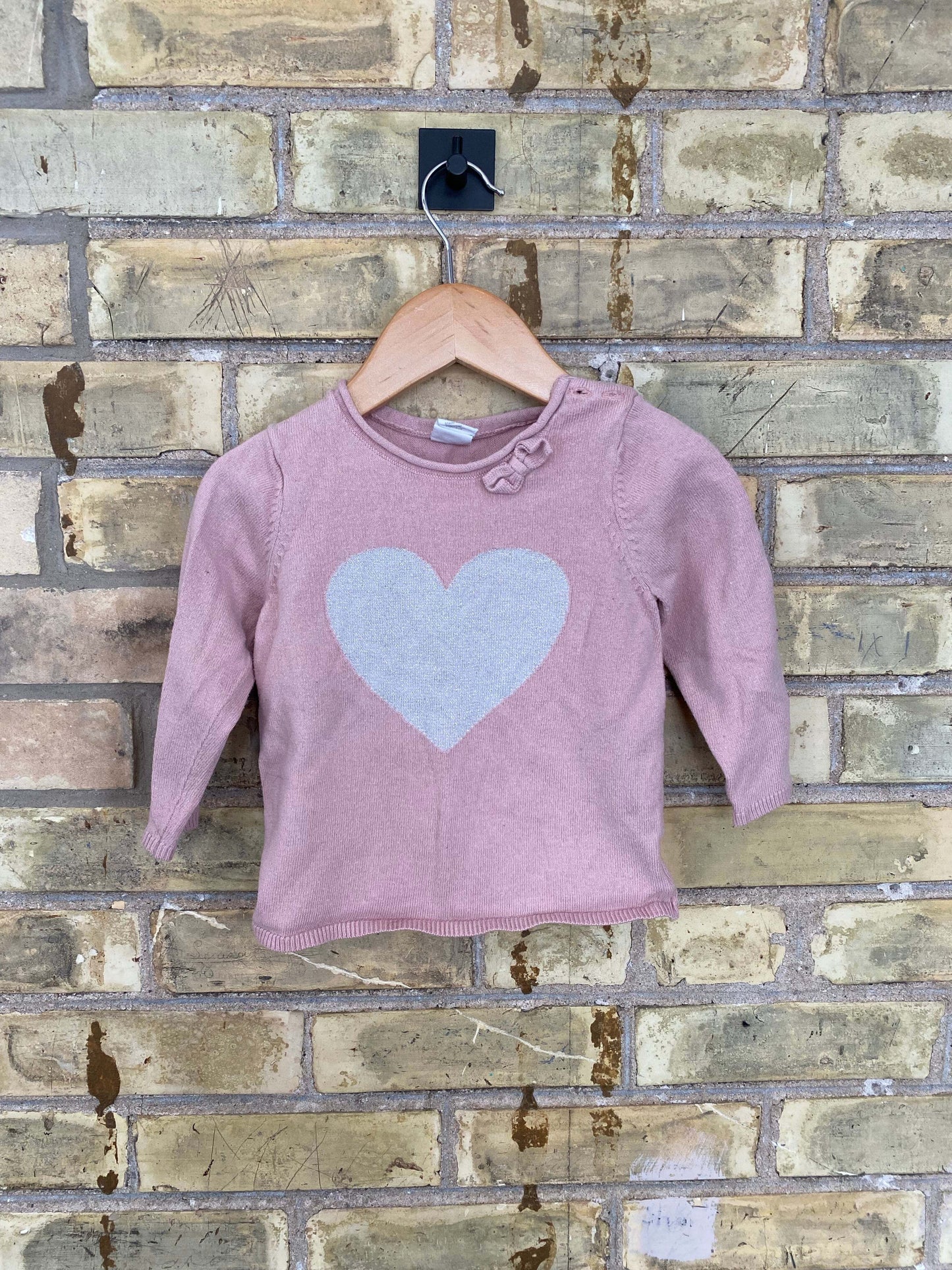 H&M 9-12M Blush Heart Sweater