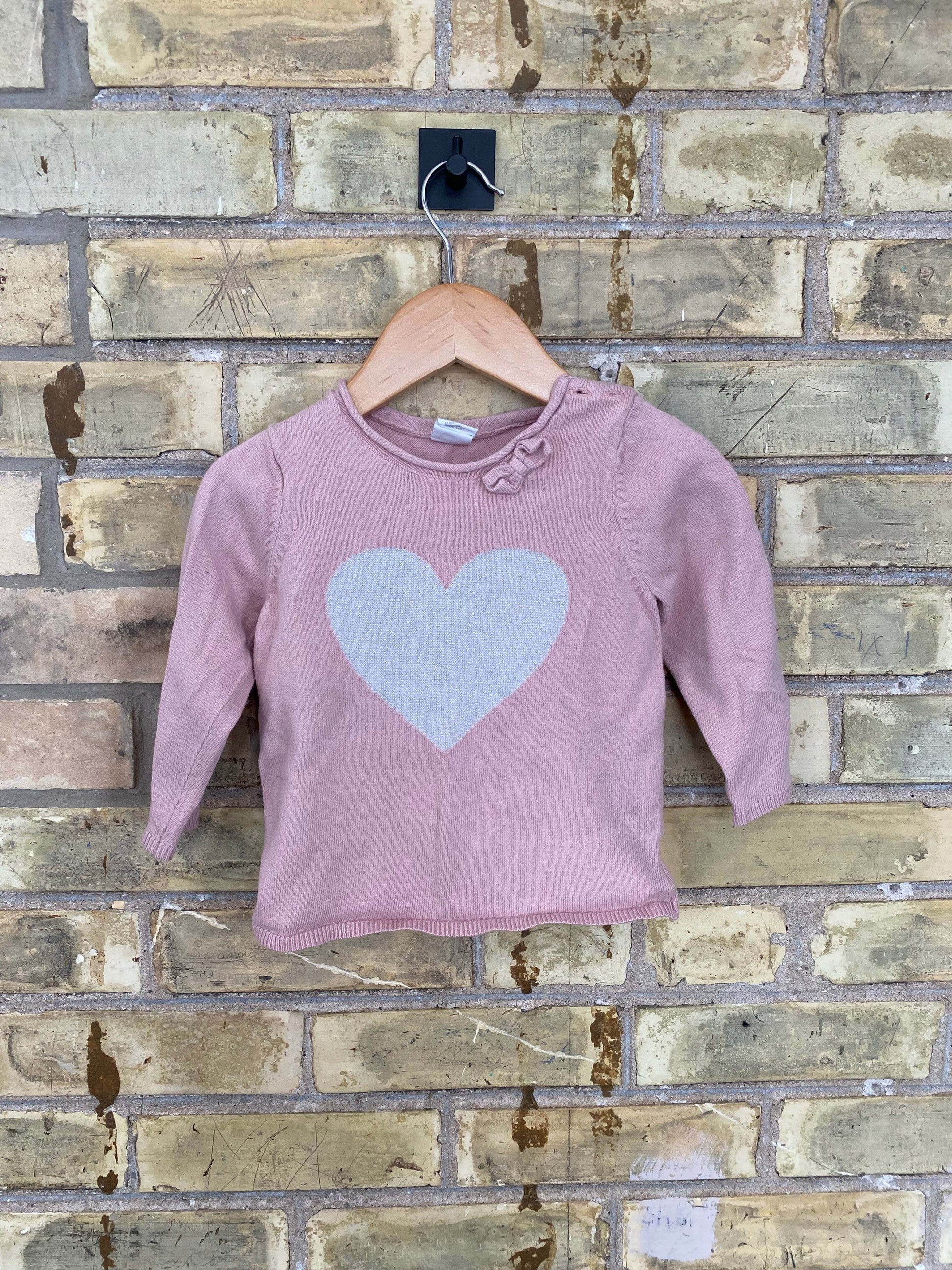 H&M 9-12M Blush Heart Sweater