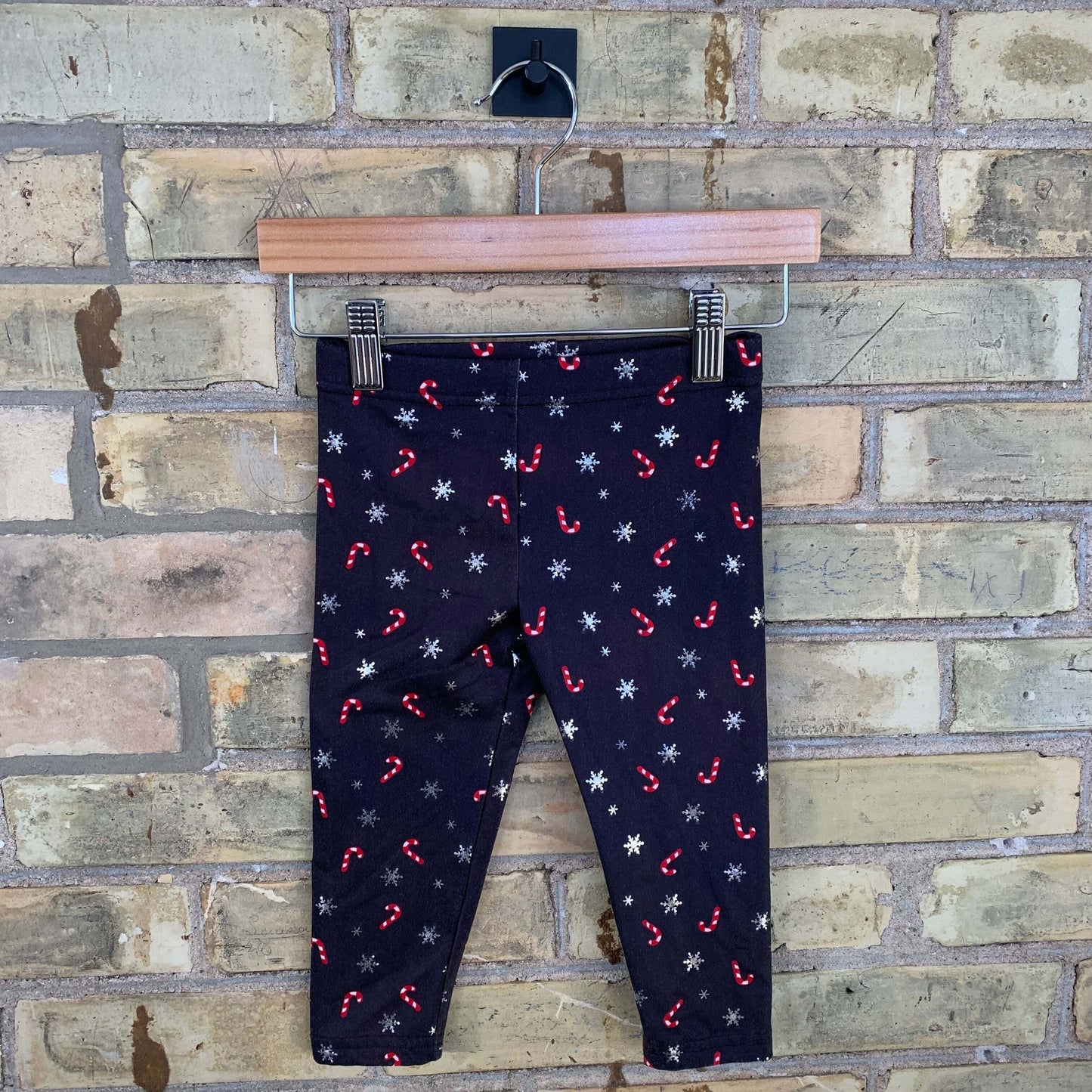 George 18-24M Black Candy Cane/ Snowflake Leggings