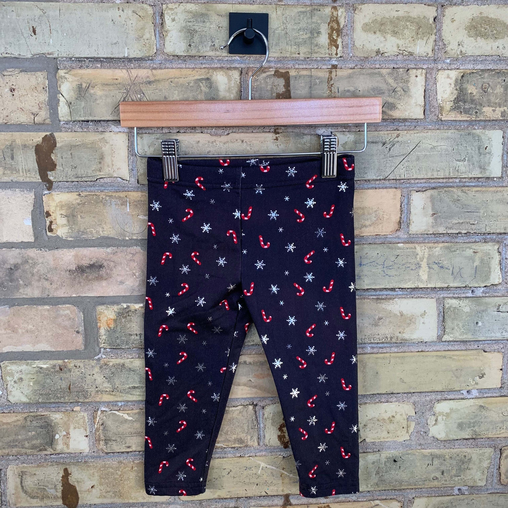 George 18-24M Black Candy Cane/ Snowflake Leggings