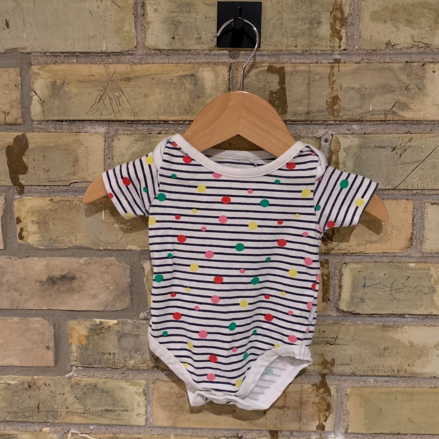 Noppies 56 (1-2M) White Stripe & Polka Dot Onesie
