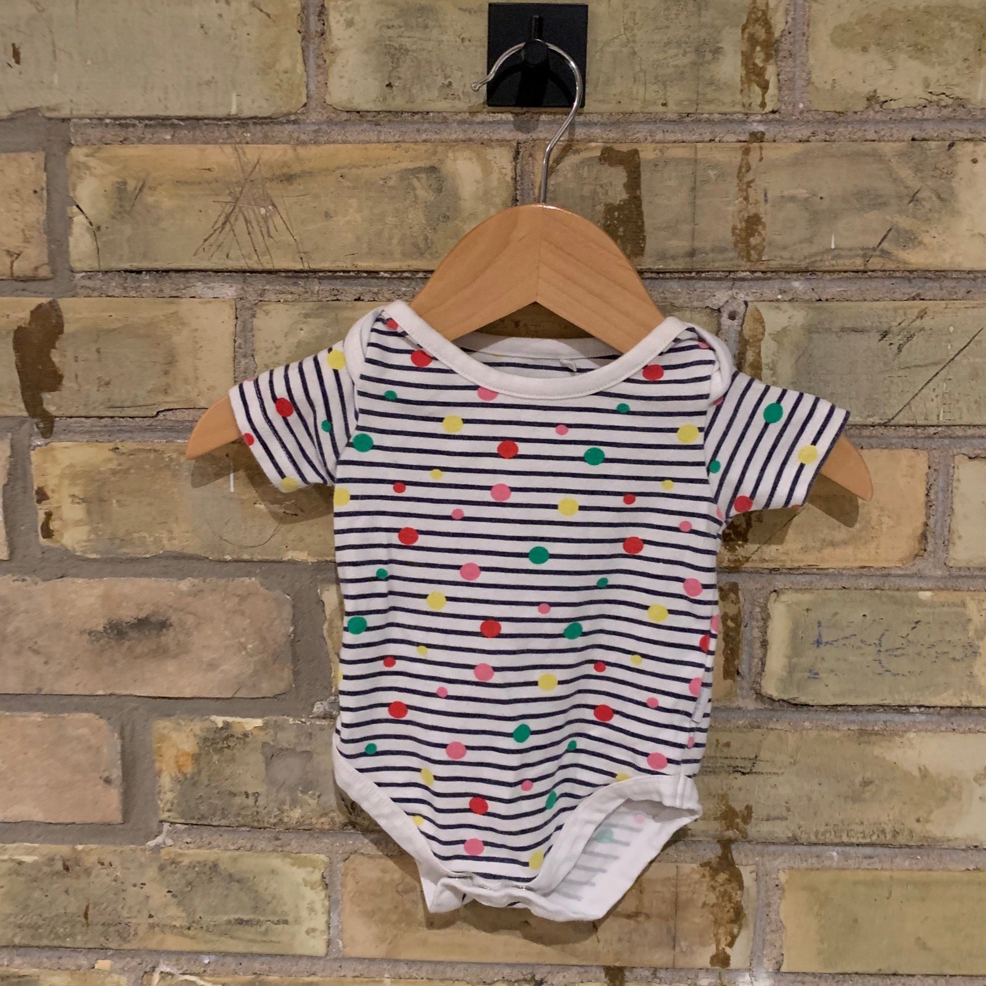Noppies 56 (1-2M) White Stripe & Polka Dot Onesie