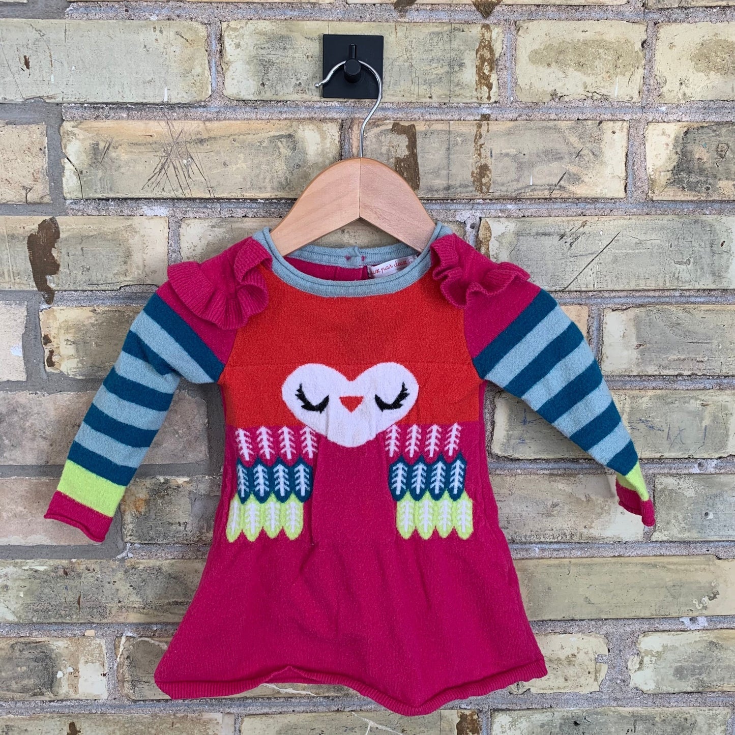 Deux Par Deux 12M Owl Sweater Dress