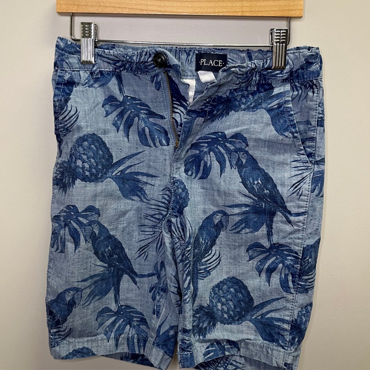 Children's Place 8 Blue Pineapple & Parrot Shorts