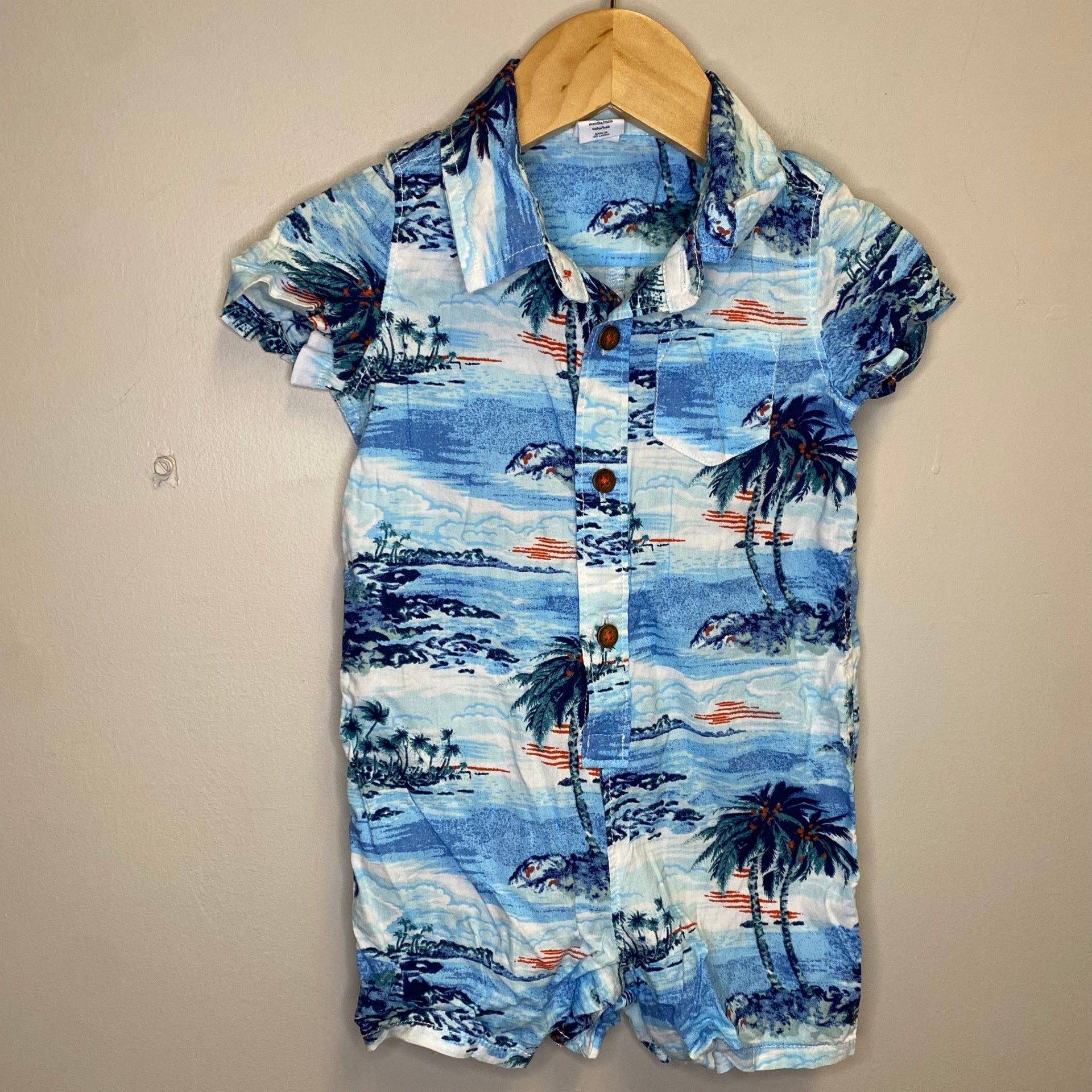 Gap 6-12m Blue Hawaiian Short Romper