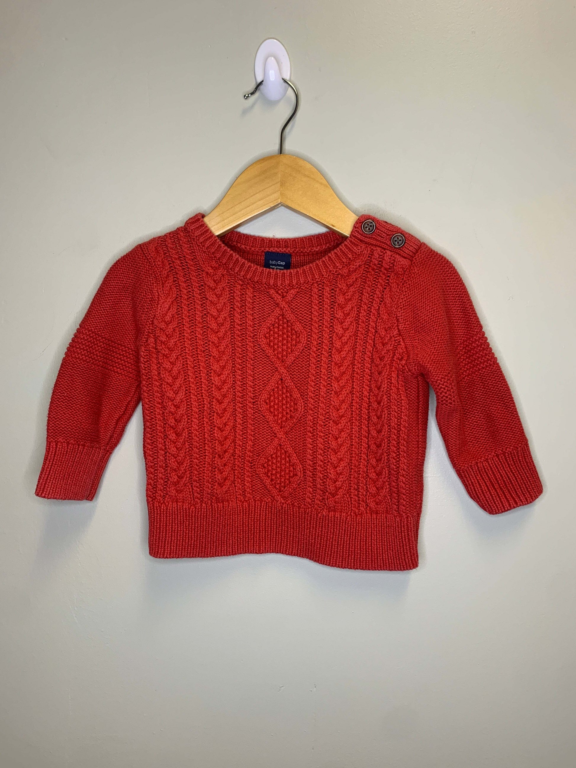 GUC Gap 6-12m red knitted LS crewneck
