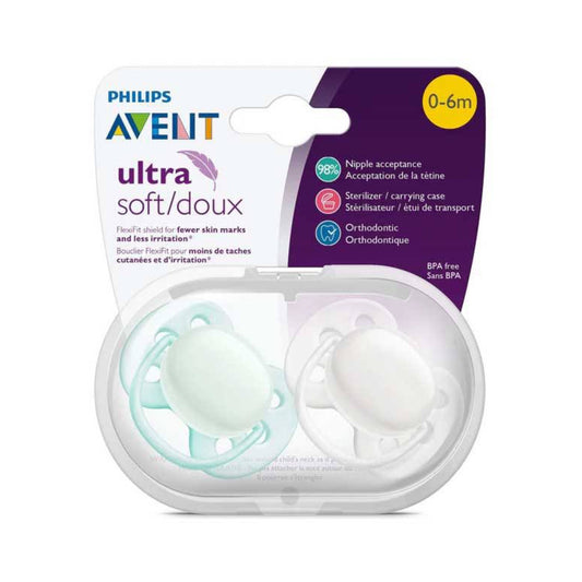 Philips Avent Ultra Soft Orthodontic Pacifier 0-6M w/Sterilizerrying Case