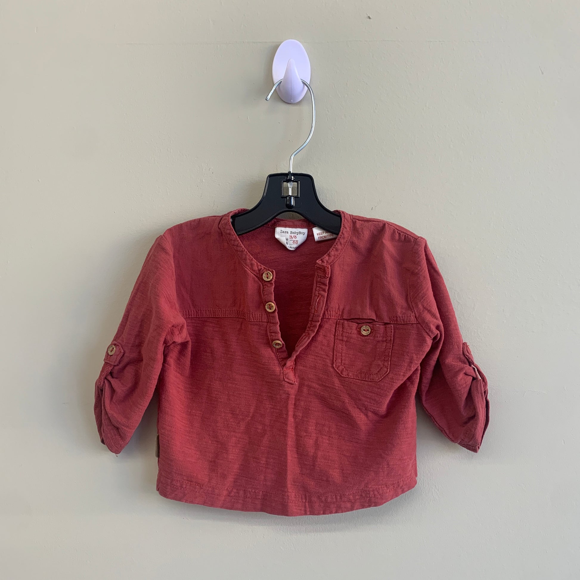 GUC Zara 3-6M Red LS Shirt with Buttons