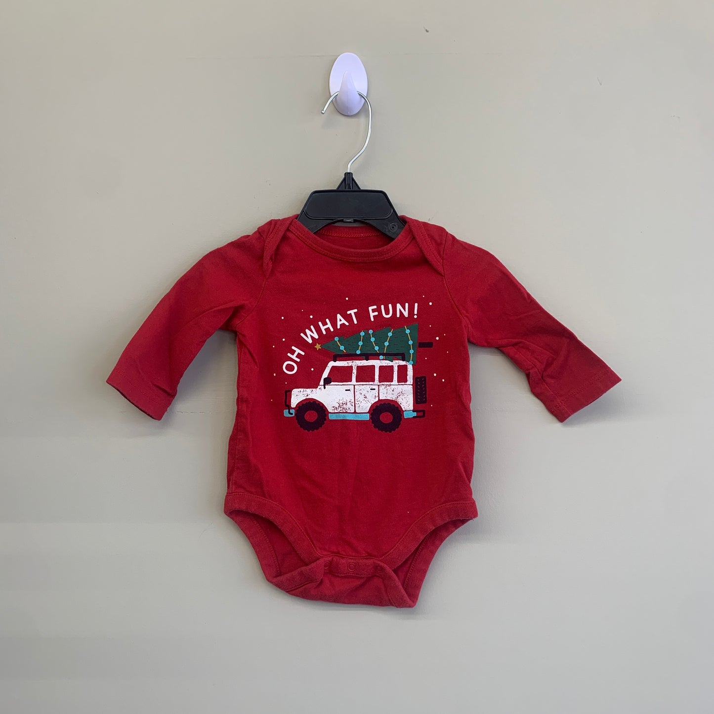 GUC Baby Gap 3-6M Red Christmas LS Onesie “Oh What Fun”