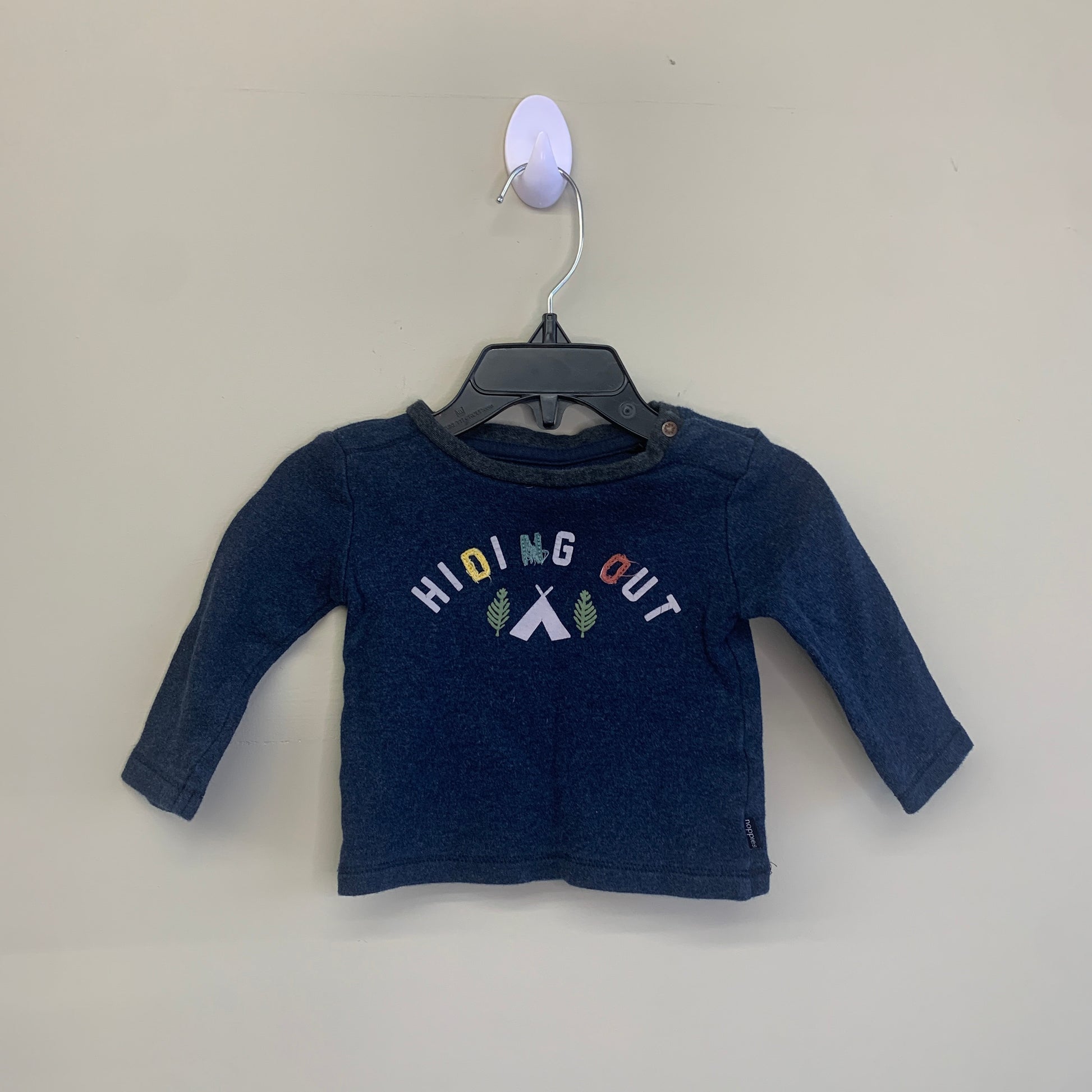 GUC Noppies Baby 4-6M Blue LS Shirt “Hiding Out”