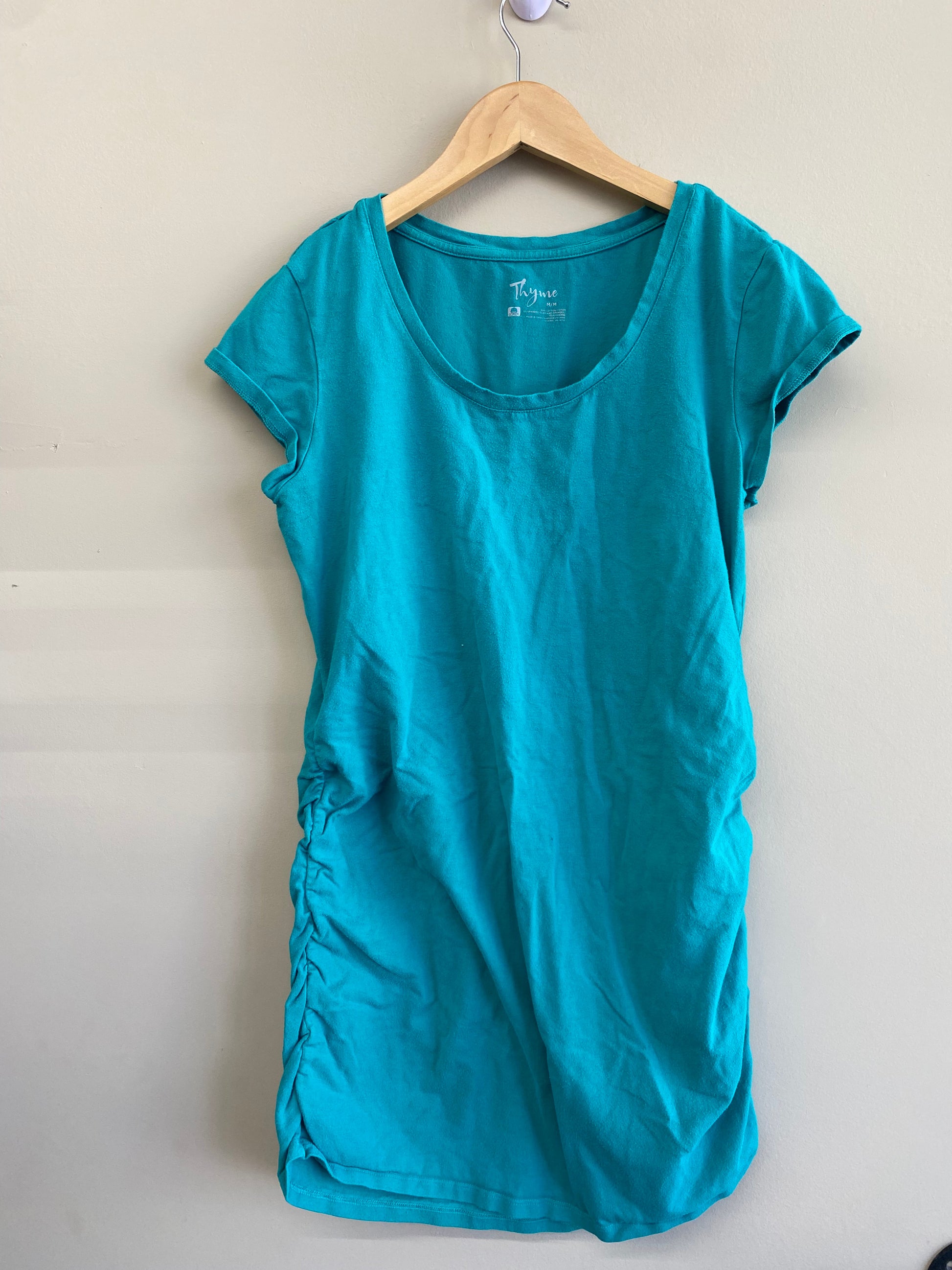 EUC Thyme M Turquoise Cinched-Sides T-Shirt