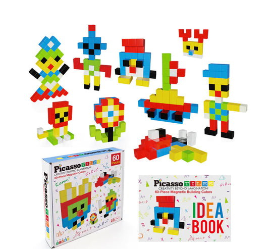 PicassoTiles 60pc Magnetic Puzzle Cubes PMC60