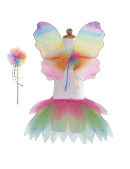 Neon Rainbow Skirt Wings and Wand Set